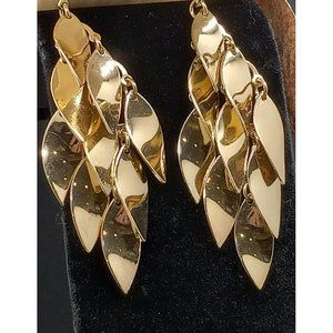 Alfani Gold Tone‎ Statement Runway Multi Dangling Leaves Wire Earrings 2 1/2"